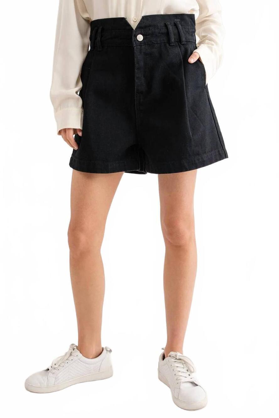 NEW AARON & AMBER kiera high waist denim shorts in black
